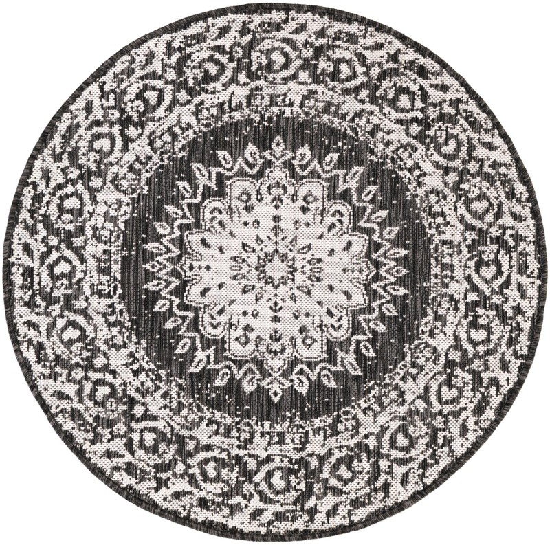 Royce · Medallion Outdoor Rug, black and white