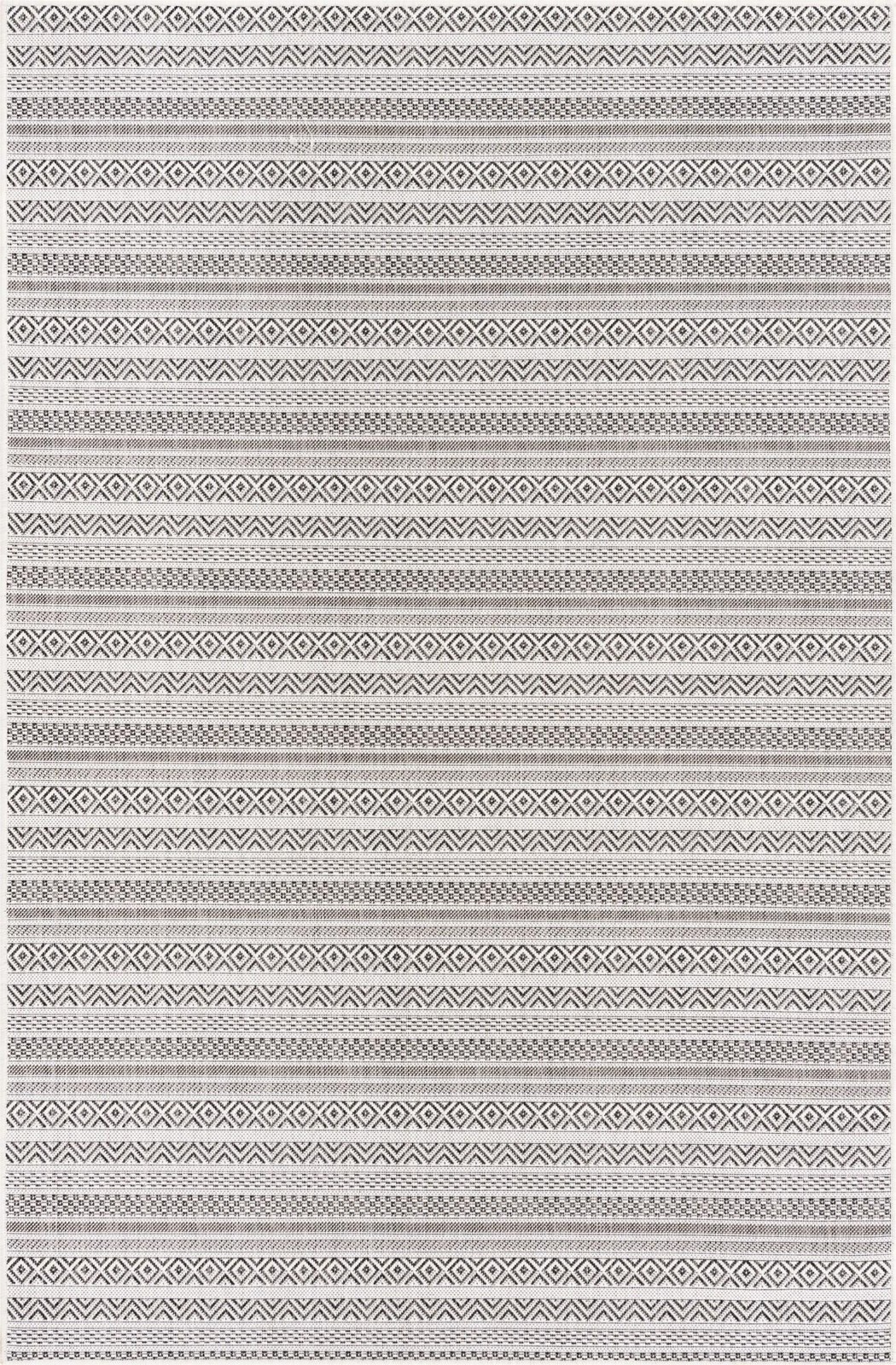 5' 3 x 8' Merlin · Striped geometric Outdoor Rug, beige and black