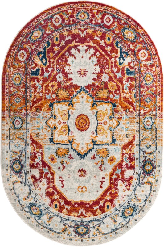 Pierce · Medallion rug, rust and navy