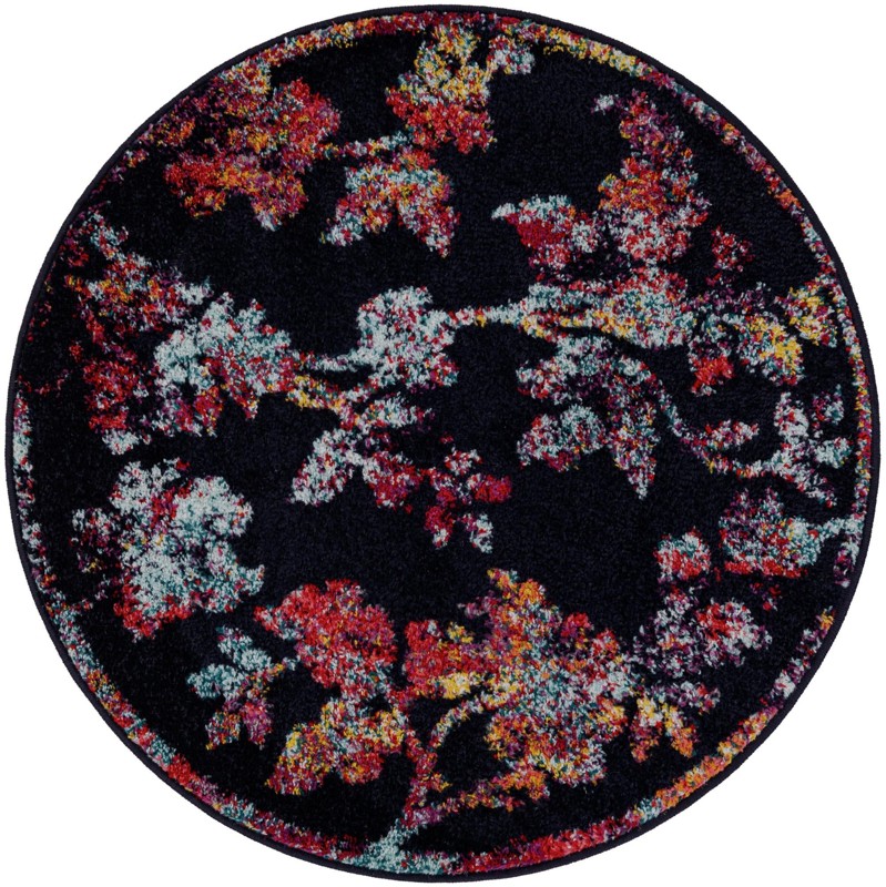 Hunter · Floral / botanical rug, navy blue