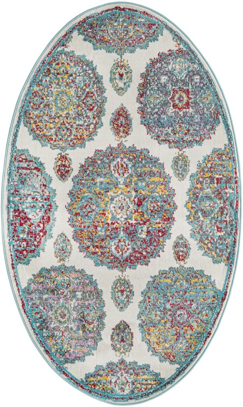 Mather · Medallion rug, cream and multi