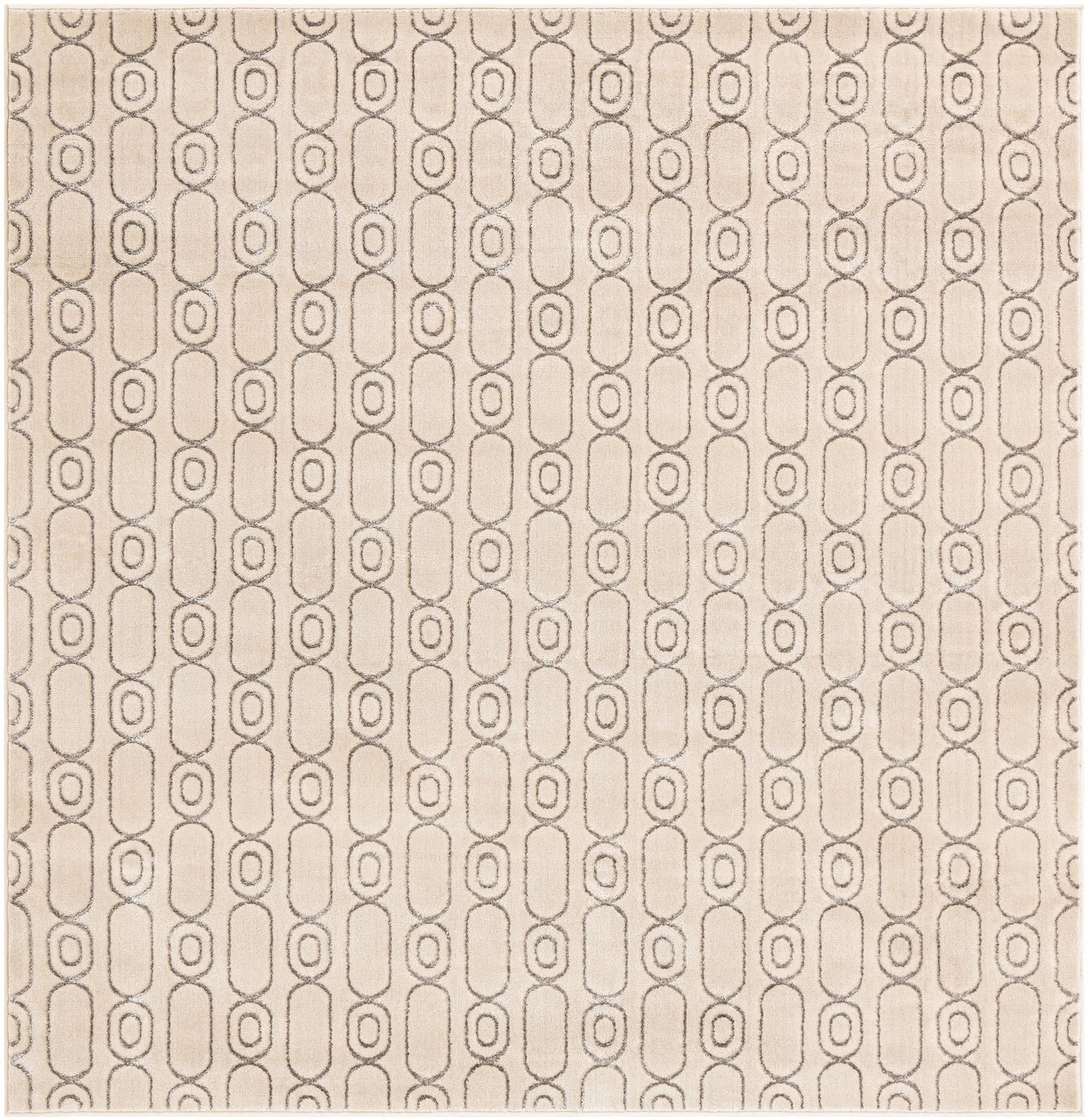 7' 10 x 7' 10 Renwick · Geometric rug, white and silver
