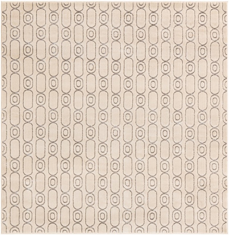 7' 10 x 7' 10 Renwick · Geometric rug, white and silver