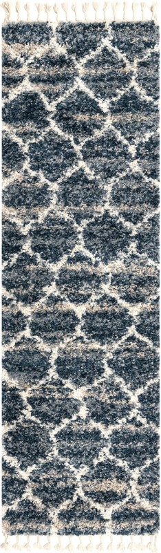 2' 7 x 8' 2 Everett · Lattice shag rug, blue and ivory