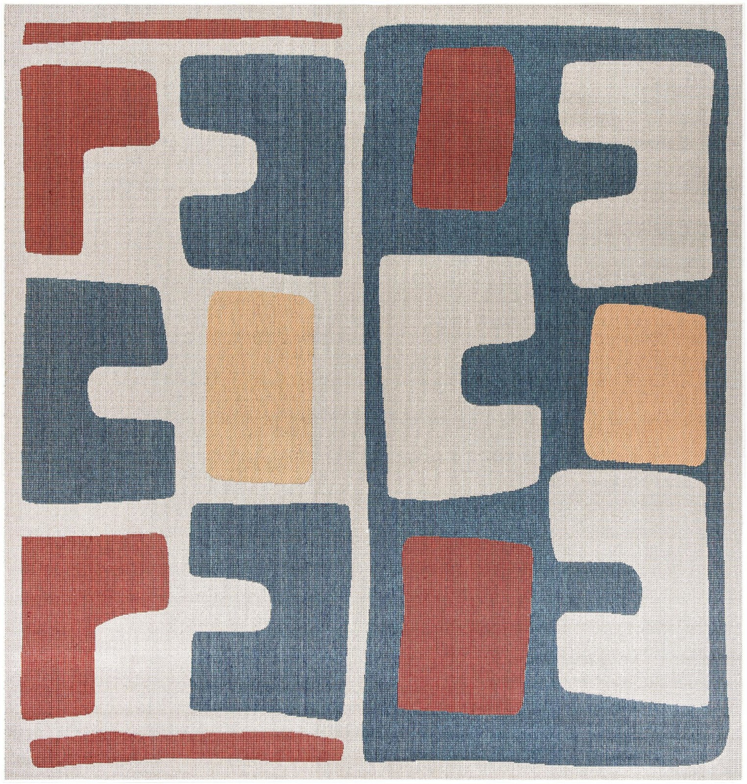10' x 10' Wainwright · Abstract Outdoor Rug, ivory and blue