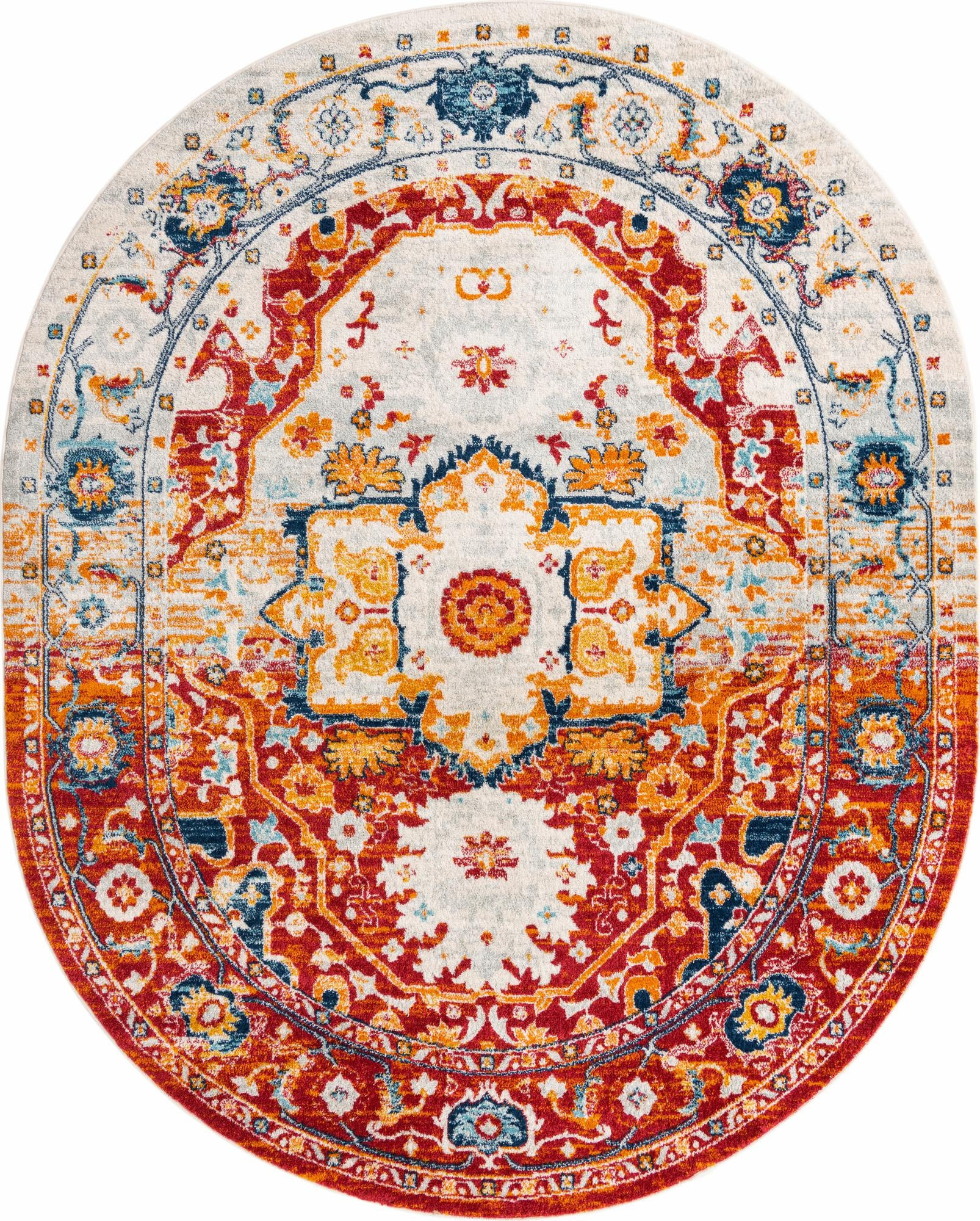 7' 10 x 10' Pierce · Medallion rug, rust and navy