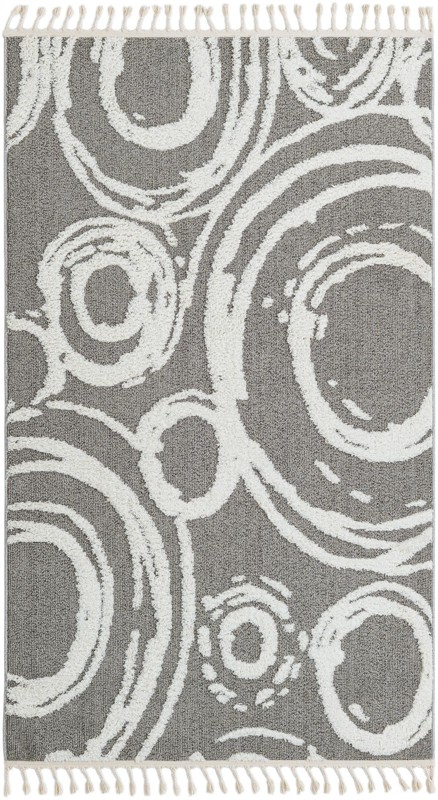 Beech · Abstract circles rug, gray and ivory