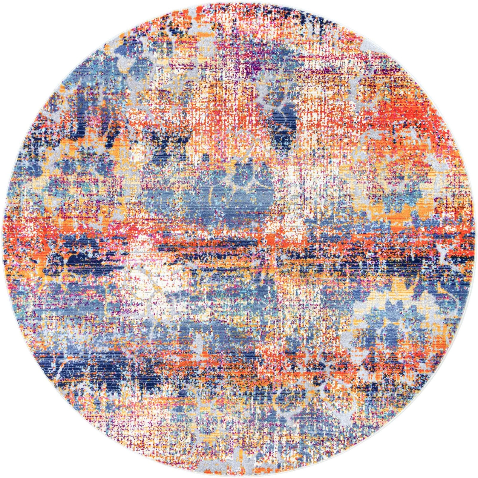 5' x 5' Kendall · Abstract rug, multi and terracotta