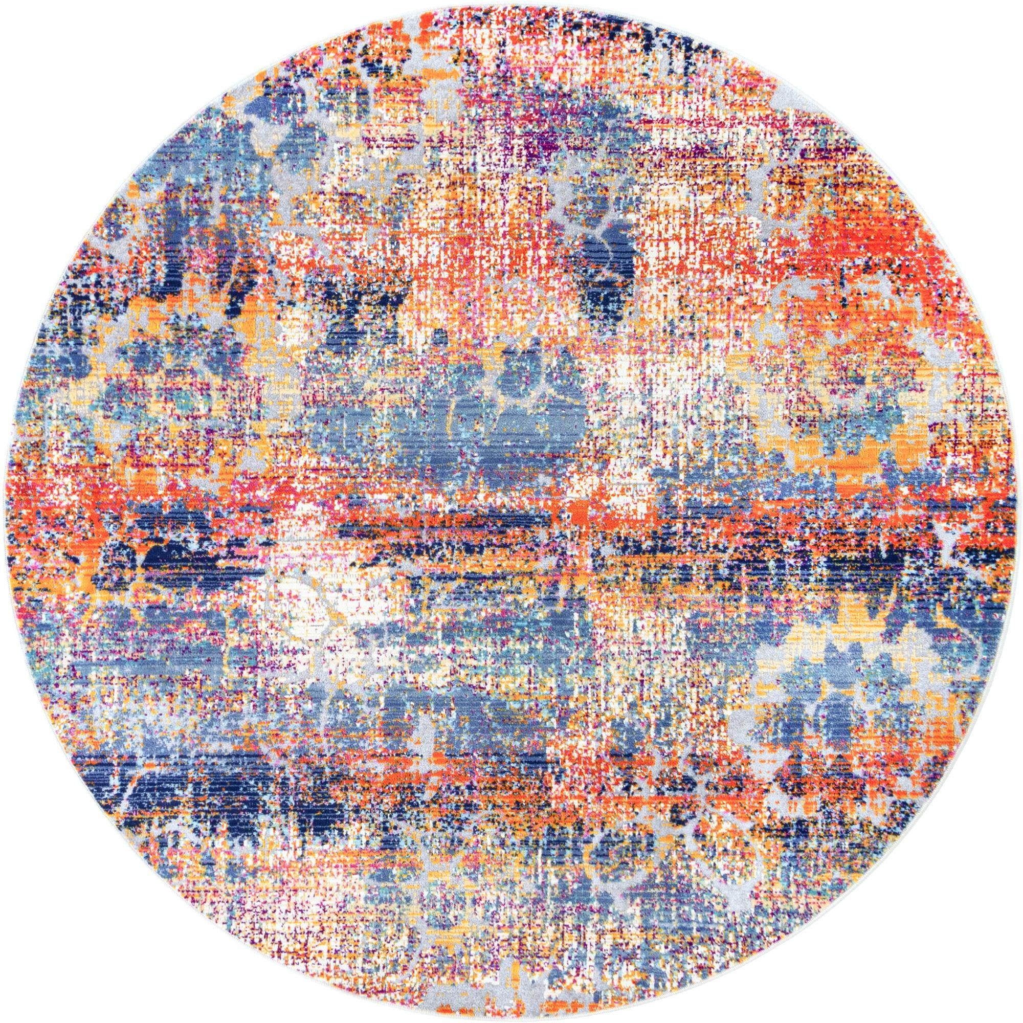5' x 5' Kendall · Abstract rug, multi and terracotta
