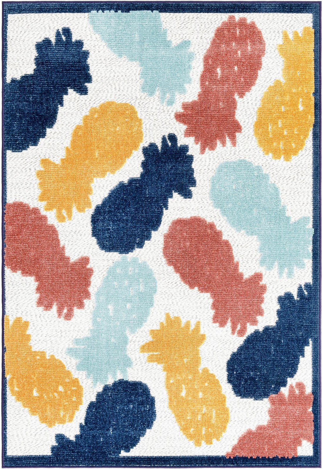 4' x 6' Ewell · Pineapple Outdoor Rug, multicolor and white