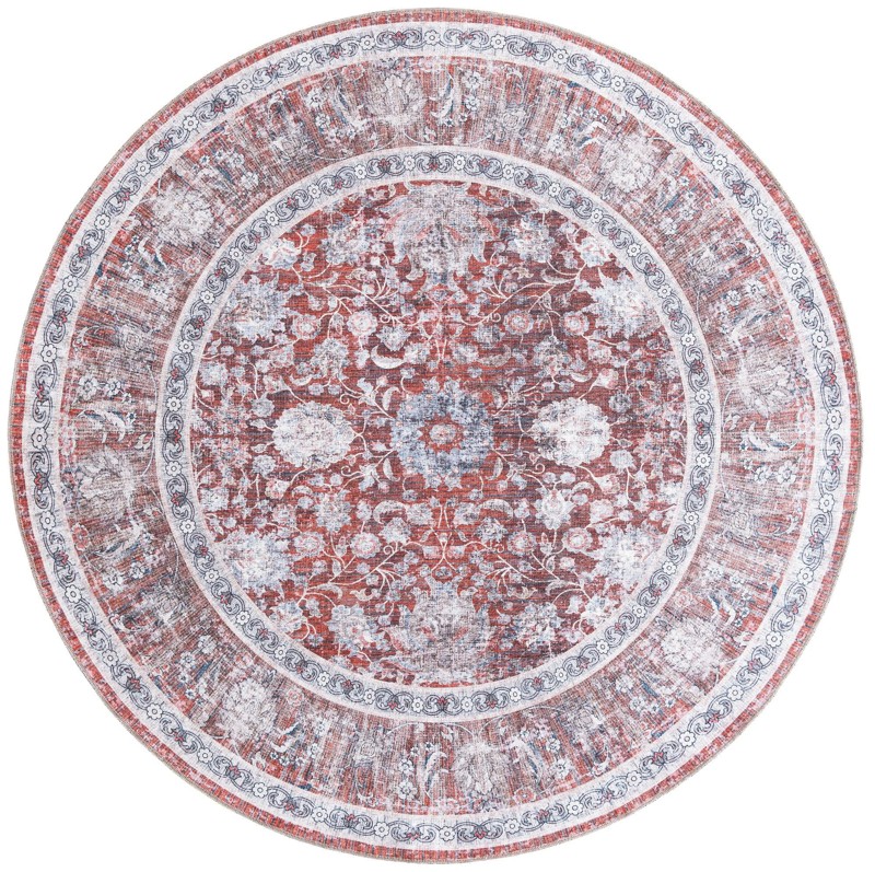 7' 10 x 7' 10 Bertie · Vintage floral rug, red and ivory