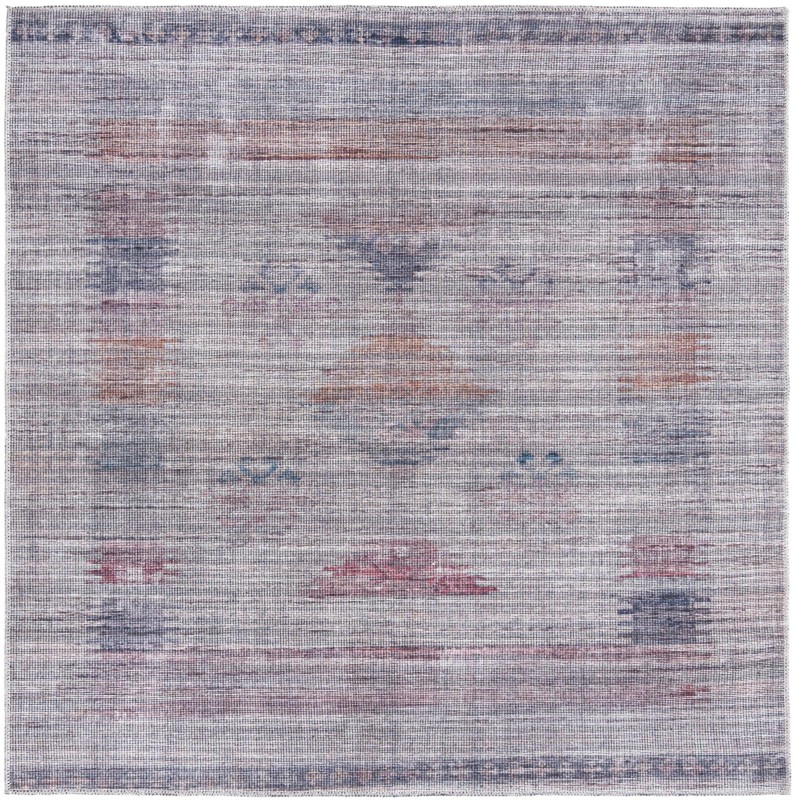 5' 3 x 5' 3 Bascom · Faded tribal Washable Rug, gray and burgundy