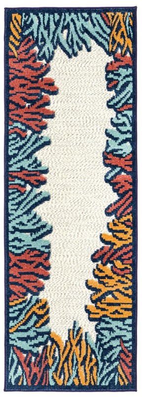2' x 6' Ely · Border Outdoor Rug, multi