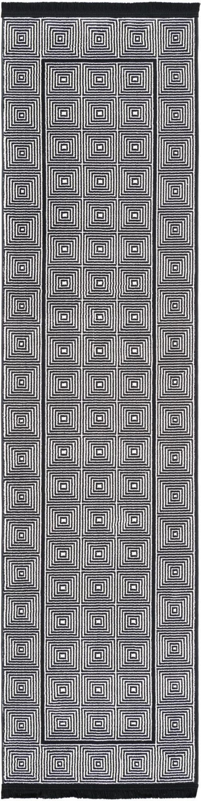 2' x 8' Goddard · Geometric rug, black and white