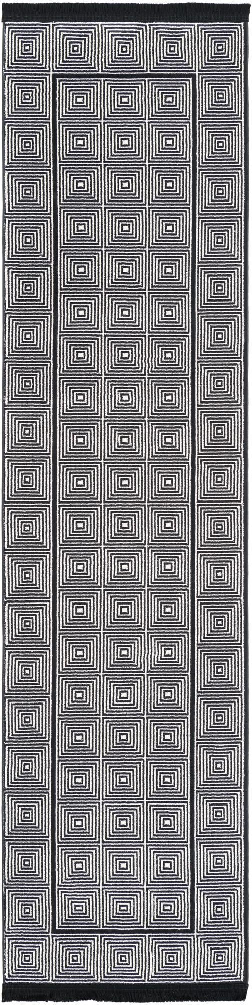 2' x 8' Goddard · Geometric rug, black and white