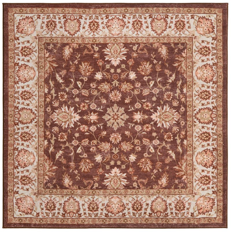5' 3 x 5' 3 Bluebell · Floral rug, brown and ivory