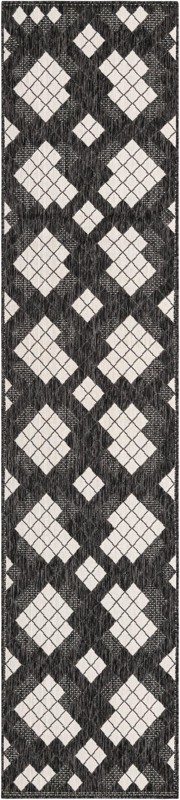 2' 7 x 12' Keaton · Border Outdoor Rug, black and white