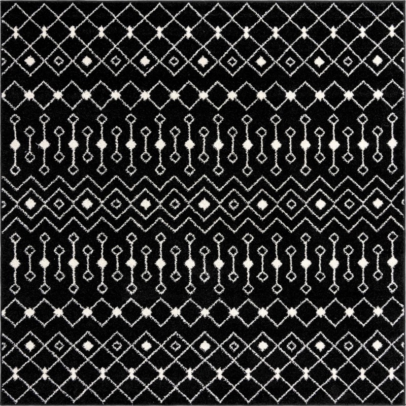 Boswell · Geometric trellis rug, black and white