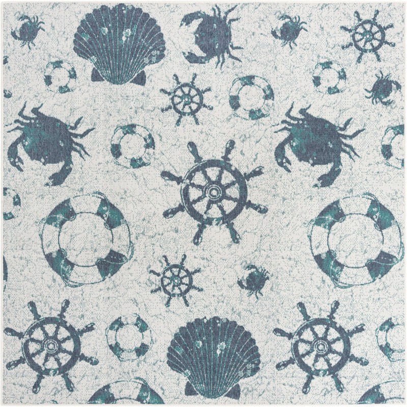 Hollyhock · Pictoral Outdoor Rug, ivory