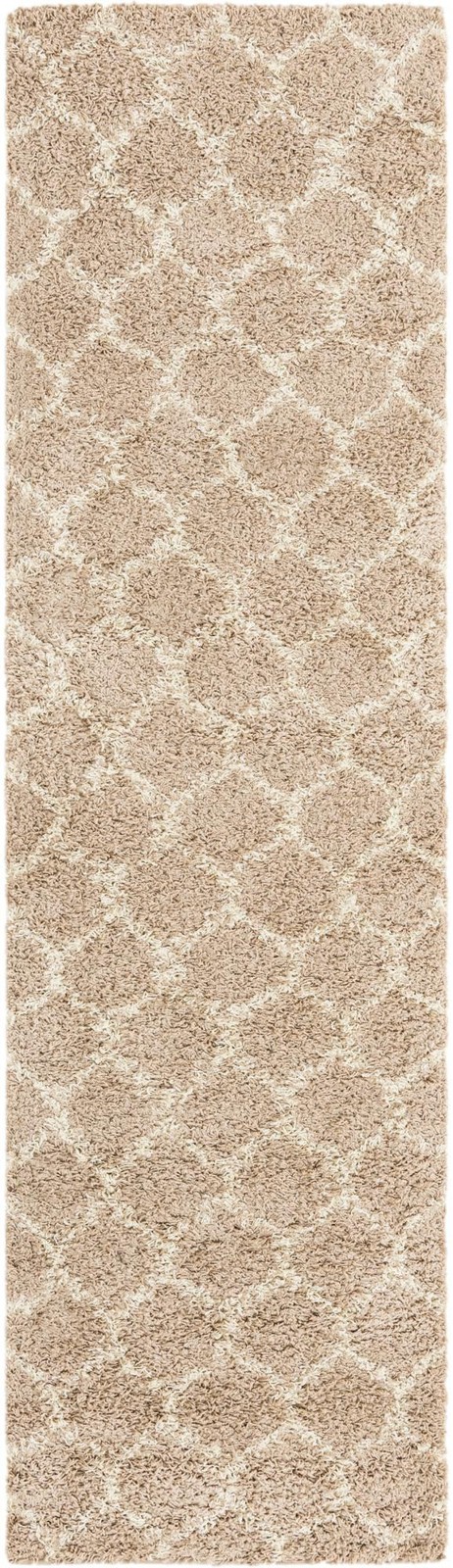 2' 7 x 10' Barnett · Lattice Shag Rug, light brown and ivory