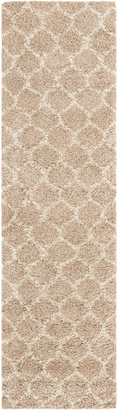 Barnett · Lattice Shag Rug, light brown and ivory