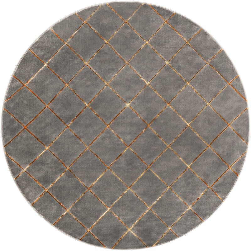 7' 10 x 7' 10 Gilchrist · Diamond trellis rug, gray and gold