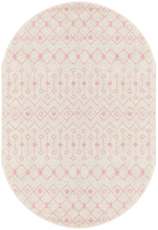 4' x 6' Boswell · Geometric trellis rug, pink and ivory