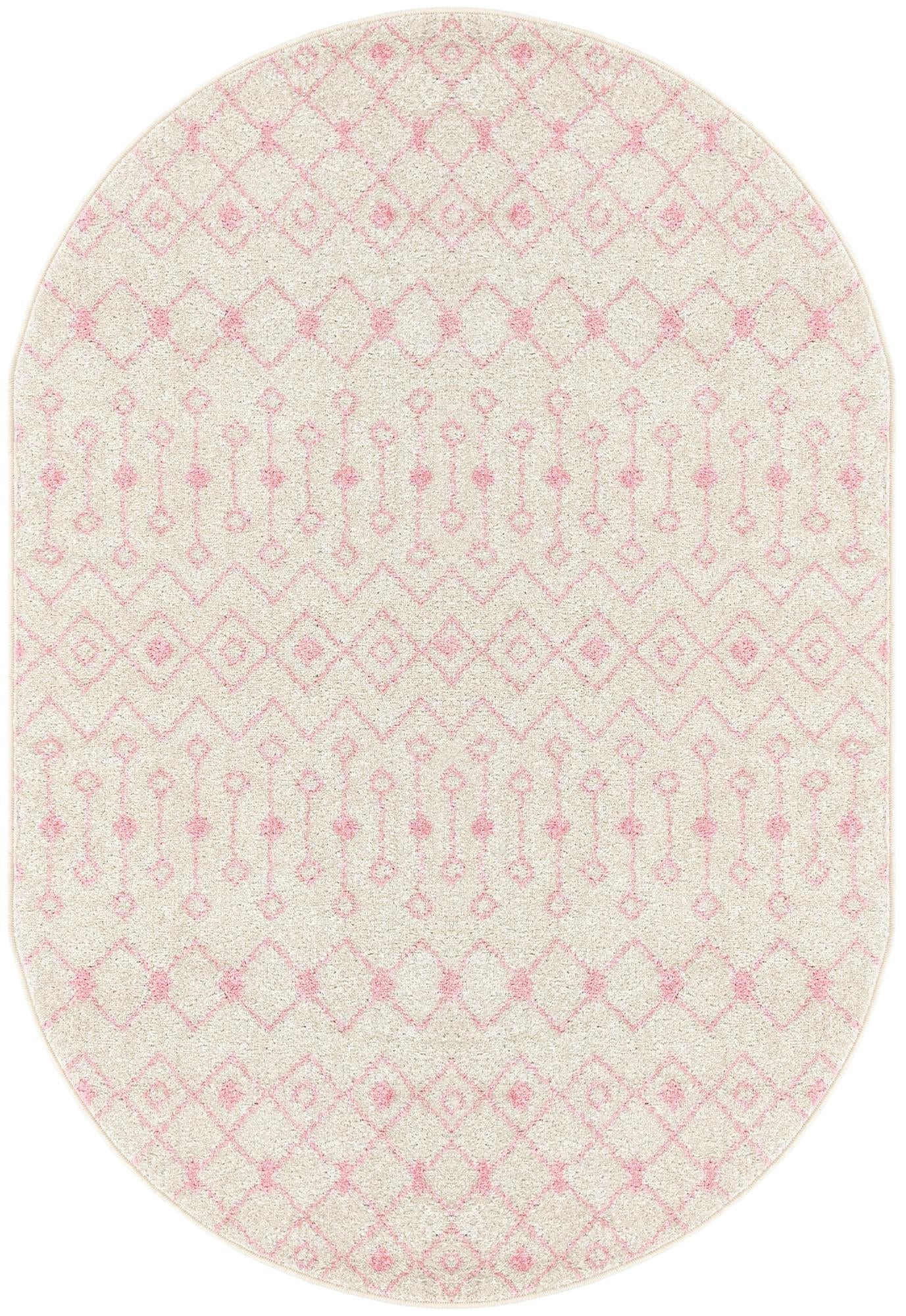 4' x 6' Boswell · Geometric trellis rug, pink and ivory