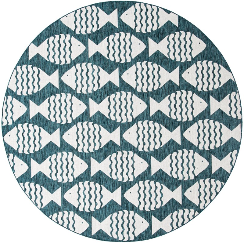 10' x 10' Beresford · Pictoral Outdoor Rug, turquoise