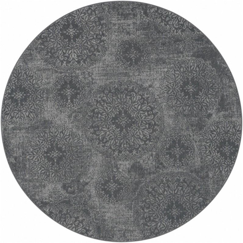 8' x 8' Blakemore · Distressed medallion rug, slate and grey
