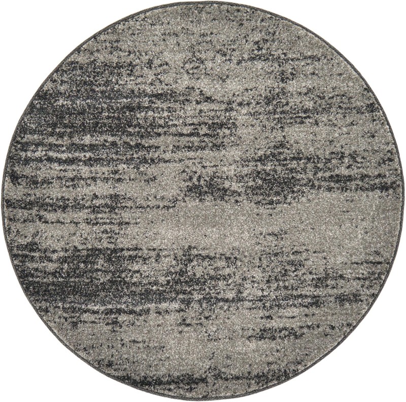 3' x 3' Bisbee · Abstract rug, gray and black