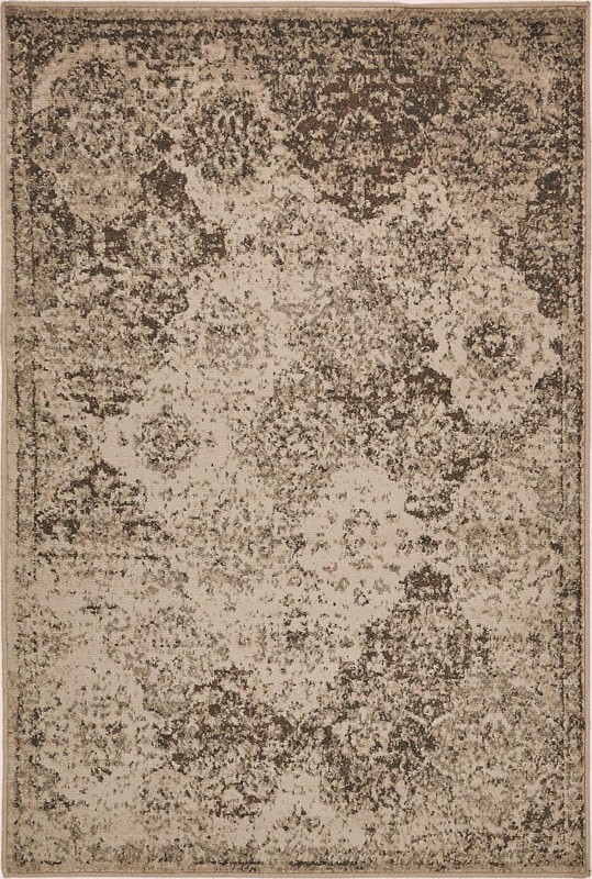 4' x 6' Maude · Distressed medallion rug, beige and brown
