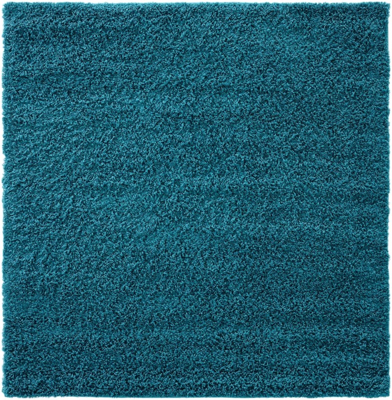 5' 3 x 5' 3 Jameson · Solid shag rug, deep aqua blue