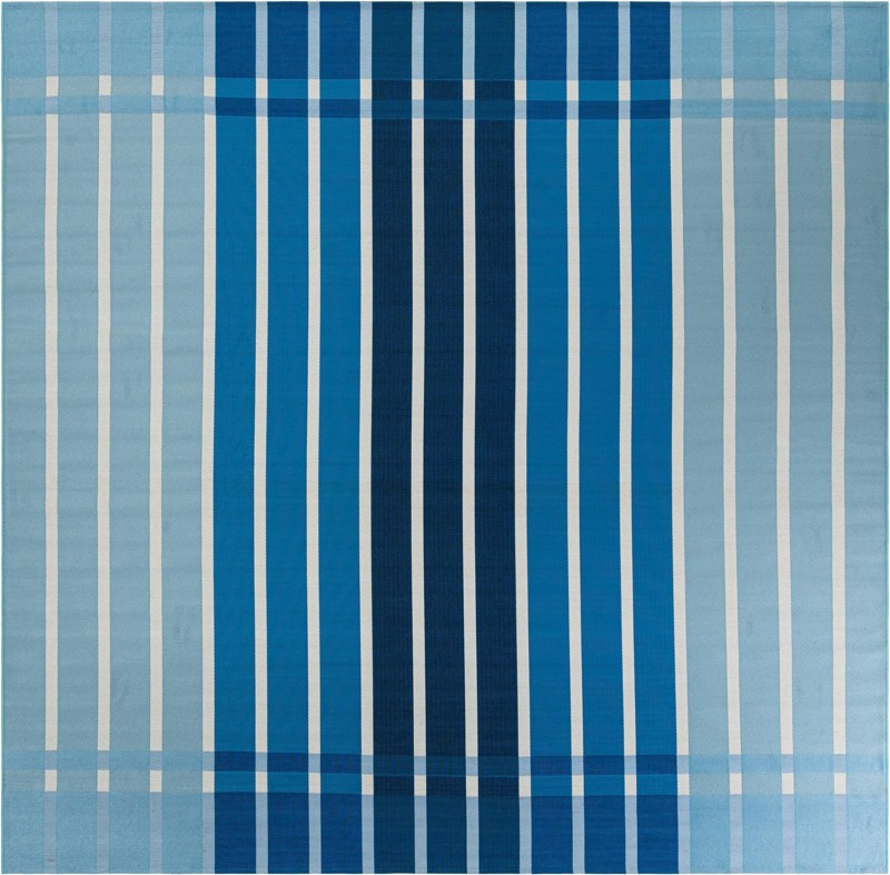 10' x 10' Lomax · Striped Outdoor Rug, shades of blue