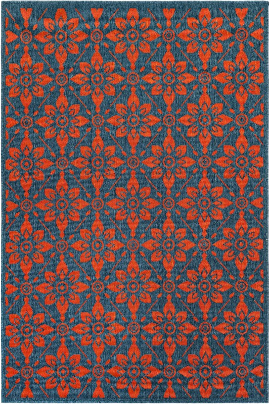 4' x 6' Selwyn · Floral / botanical Outdoor Rug, blue and red