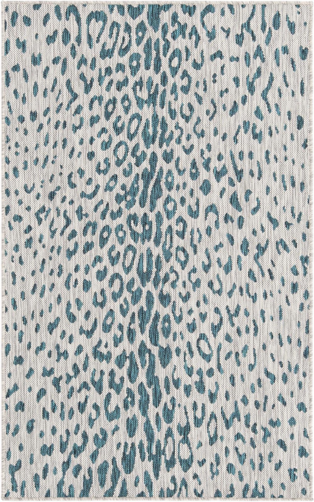 3' x 5' 3 Winterberry · Leopard print Outdoor Rug, teal and gray