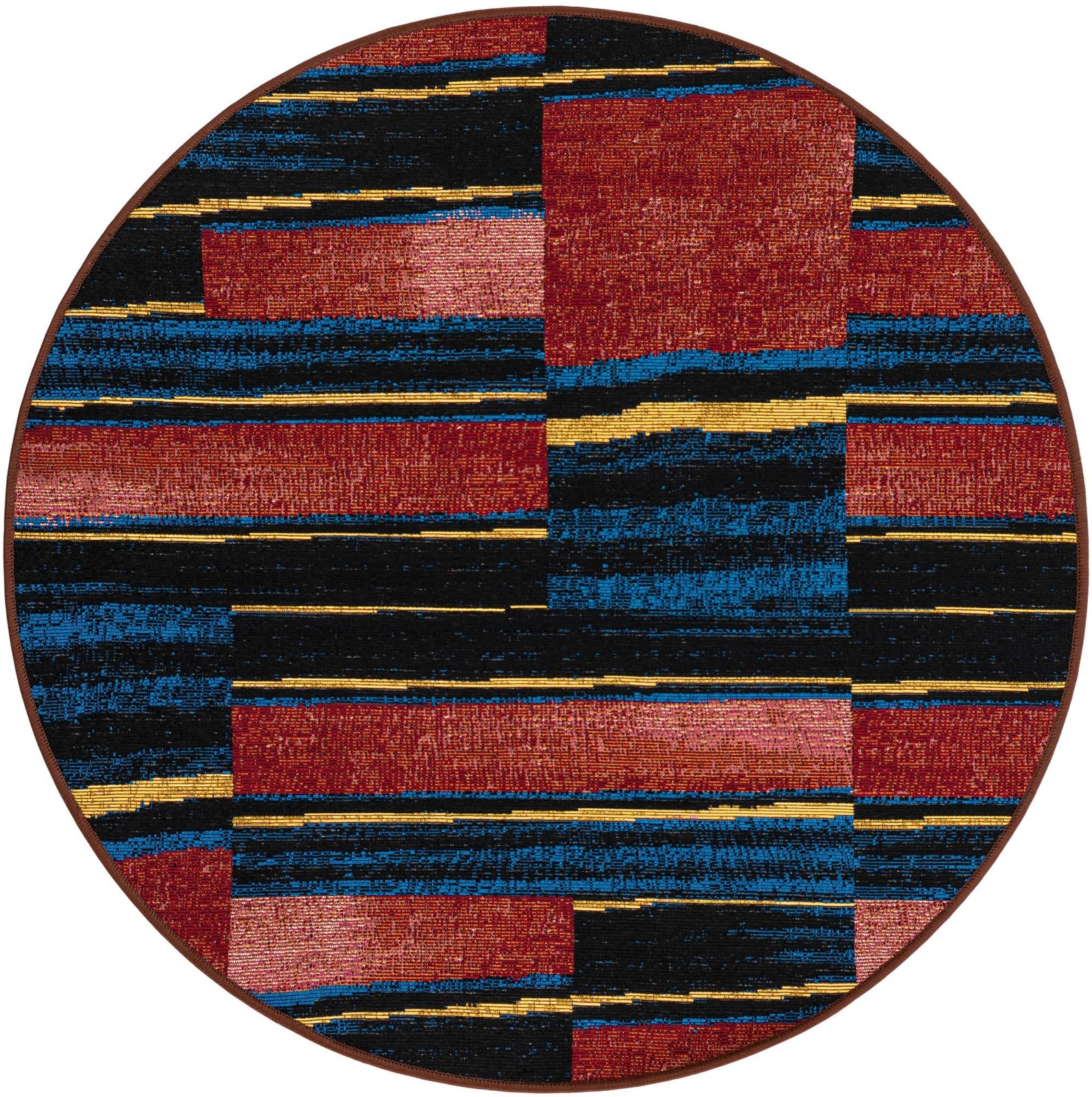 3' x 3' Conley · Abstract striped Outdoor Rug, red and black