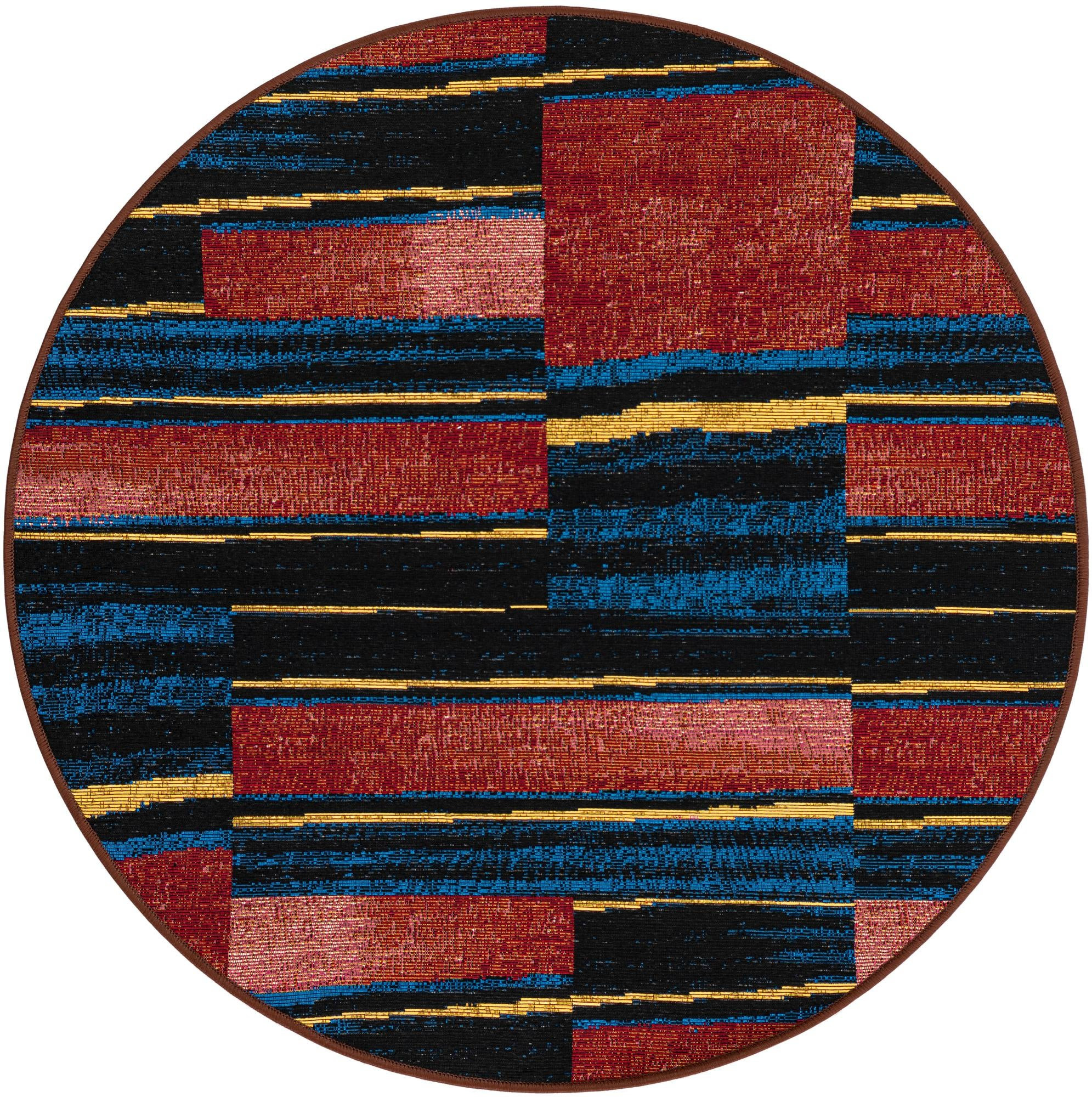 3' x 3' Conley · Abstract striped Outdoor Rug, red and black