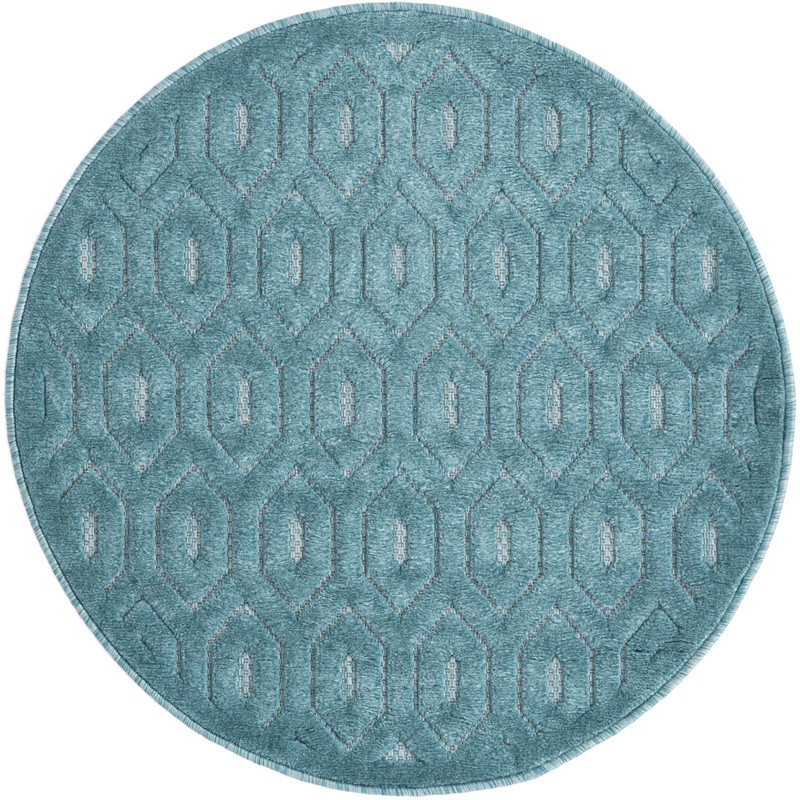 Roanoke · Geometric Outdoor Rug, aqua