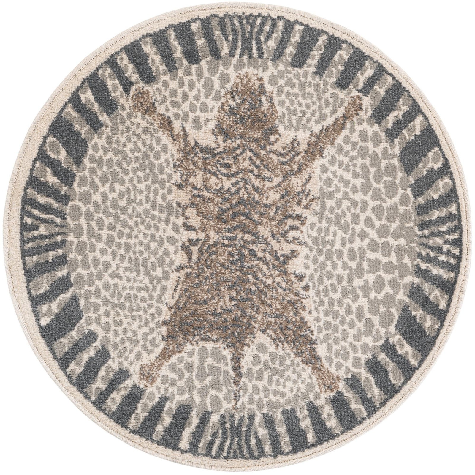 3' x 3' Denby · Border rug, gray and ivory