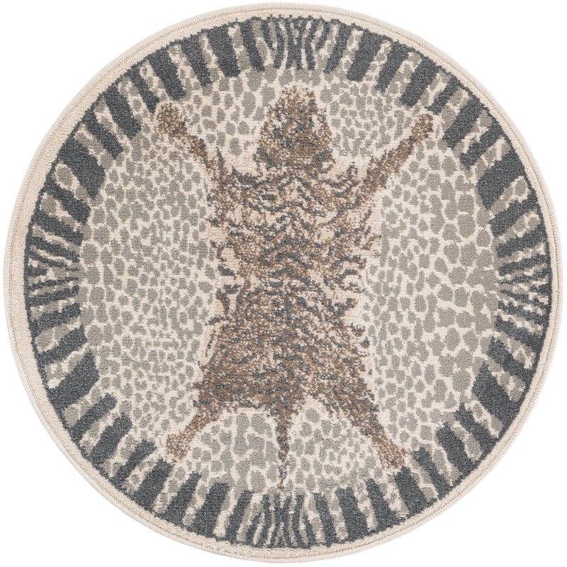 Denby · Border rug, gray and ivory