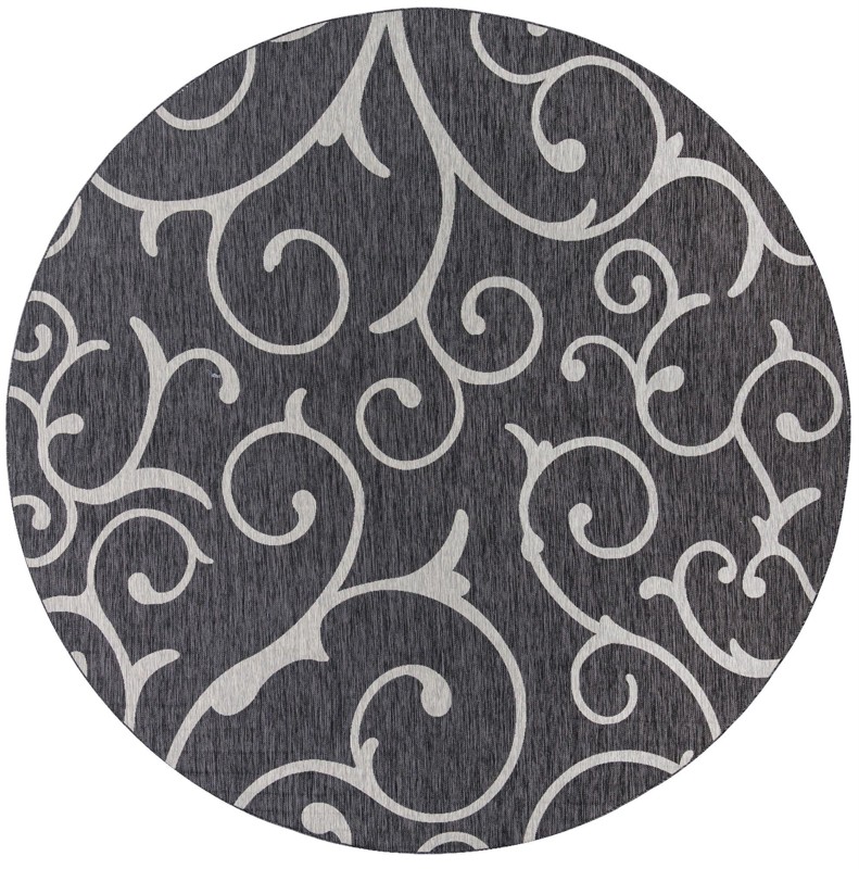 Shale · Floral / botanical Outdoor Rug, charcoal