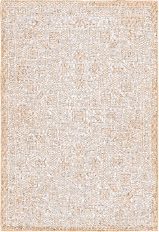4' x 6' Estuary · Geometric medallion Outdoor Rug, natural and beige