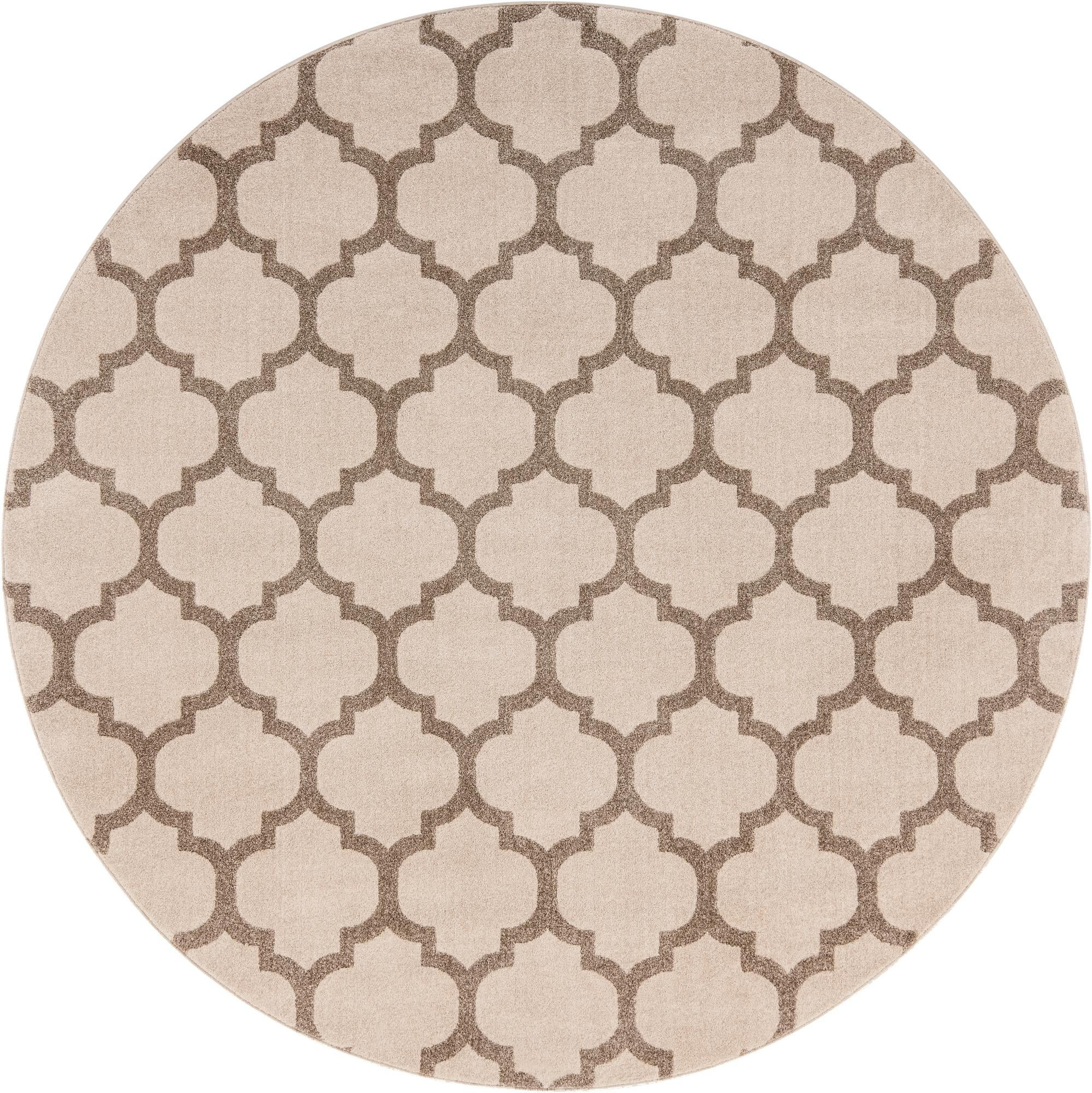 7' 10 x 7' 10 Arkwright · Lattice rug, beige and tan