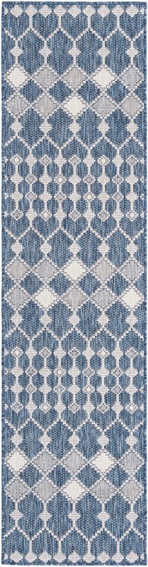 Ramsden · Lattice Outdoor Rug, blue and ivory