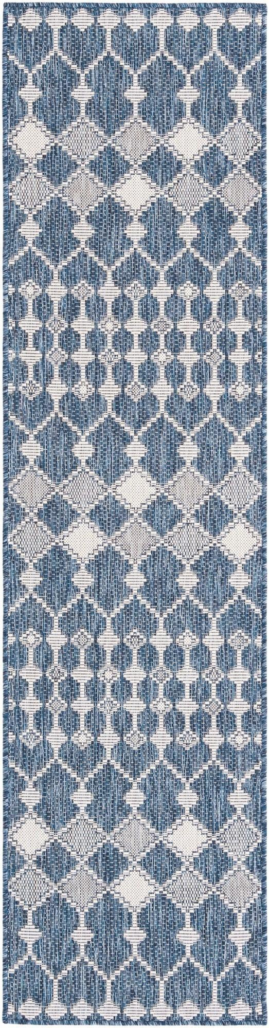 2' x 8' Ramsden · Lattice Outdoor Rug, blue and ivory