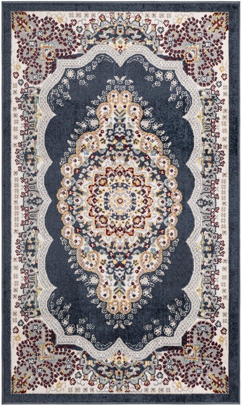 3' 3 x 5' 3 Candlelight · Medallion Washable Rug, navy and ivory