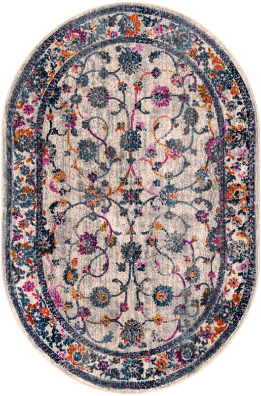3' 7 x 5' 3 Bend · Border rug, white