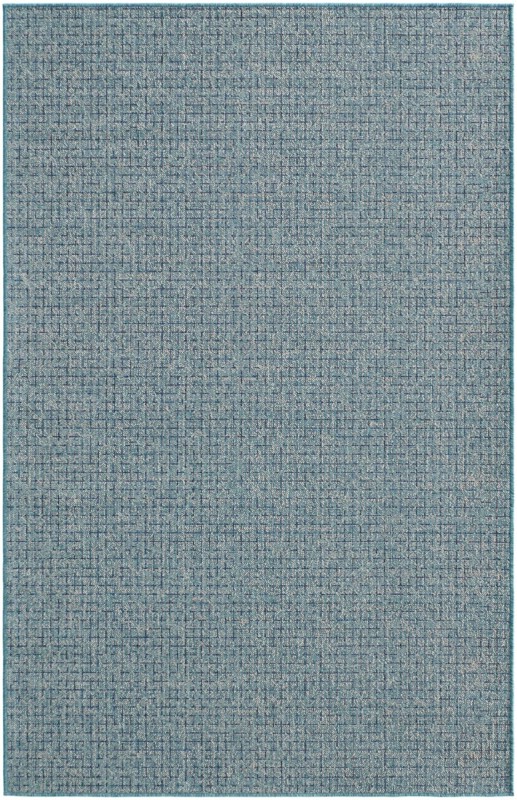 Loam · Grid Outdoor Rug, aqua blue