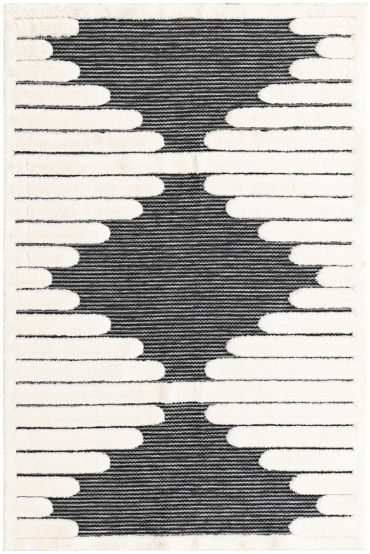 4' x 6' Hibbert · Geometric lines rug, gray and ivory